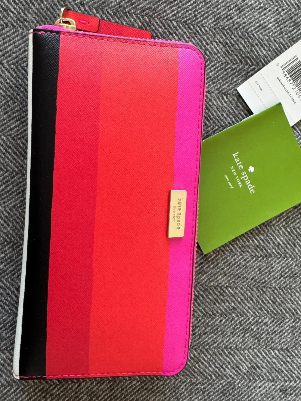 NWT, KATE SPADE DARLING STRIPE WALLET WITH ZIPPER